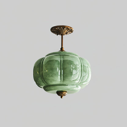 Eldio Green Glass Semi Flush Mount Light