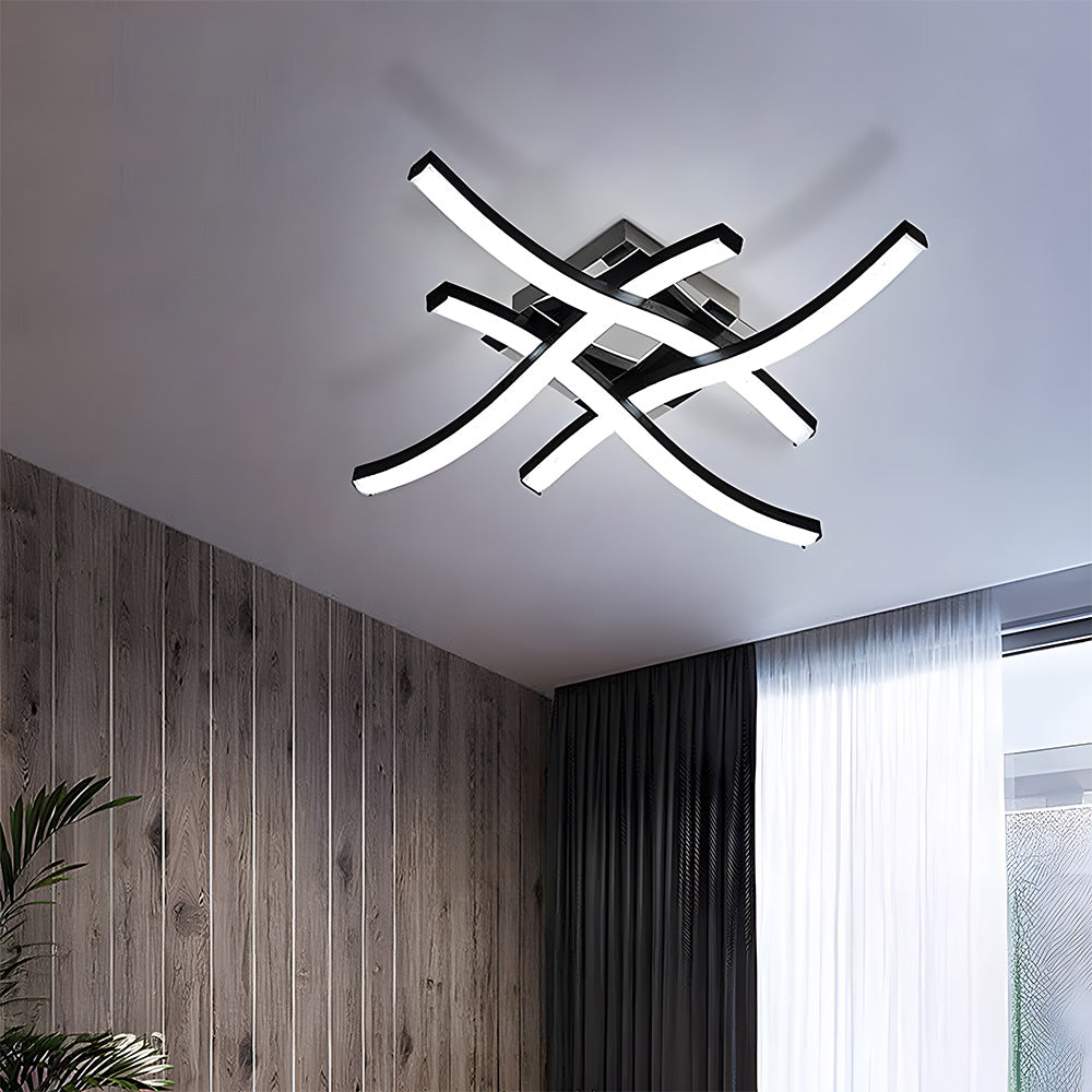 Elegant Curved Black LED Ceiling Light