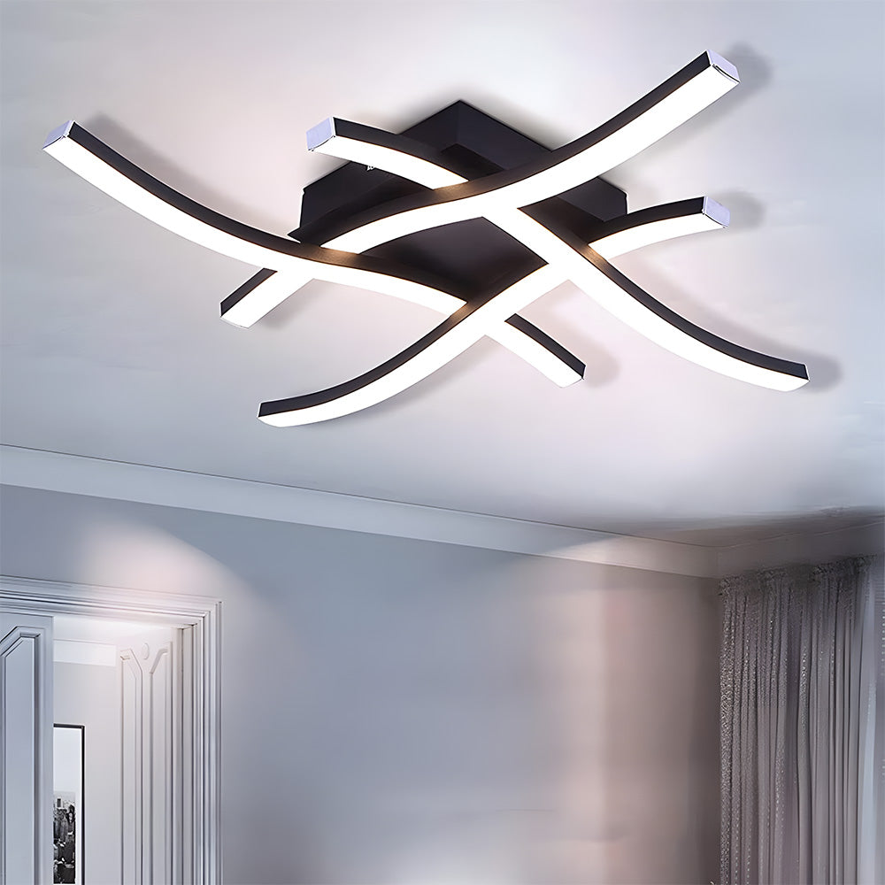 Elegant Curved Black LED Ceiling Light