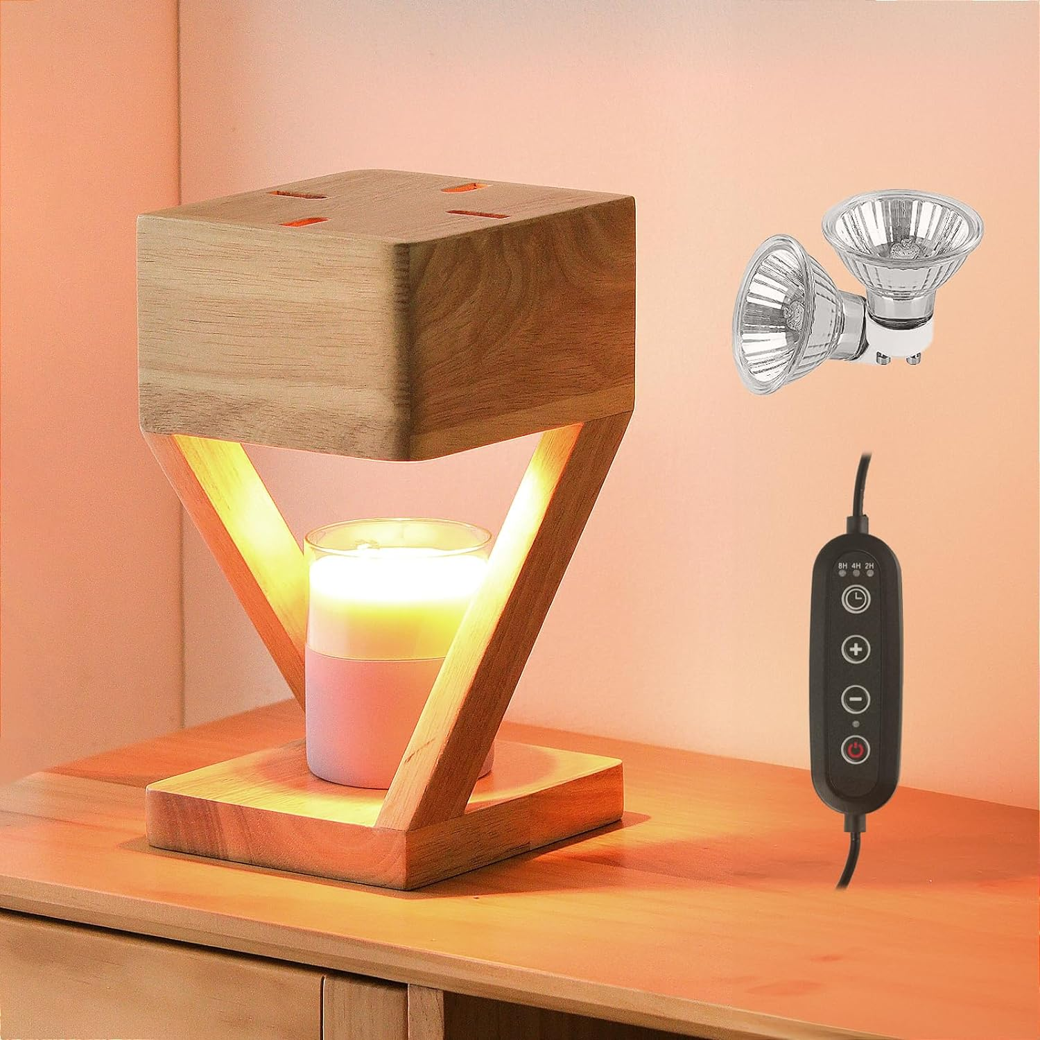 Wood Candle Warmer Lamp