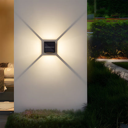 Square Black Garden Solar Wall Lights