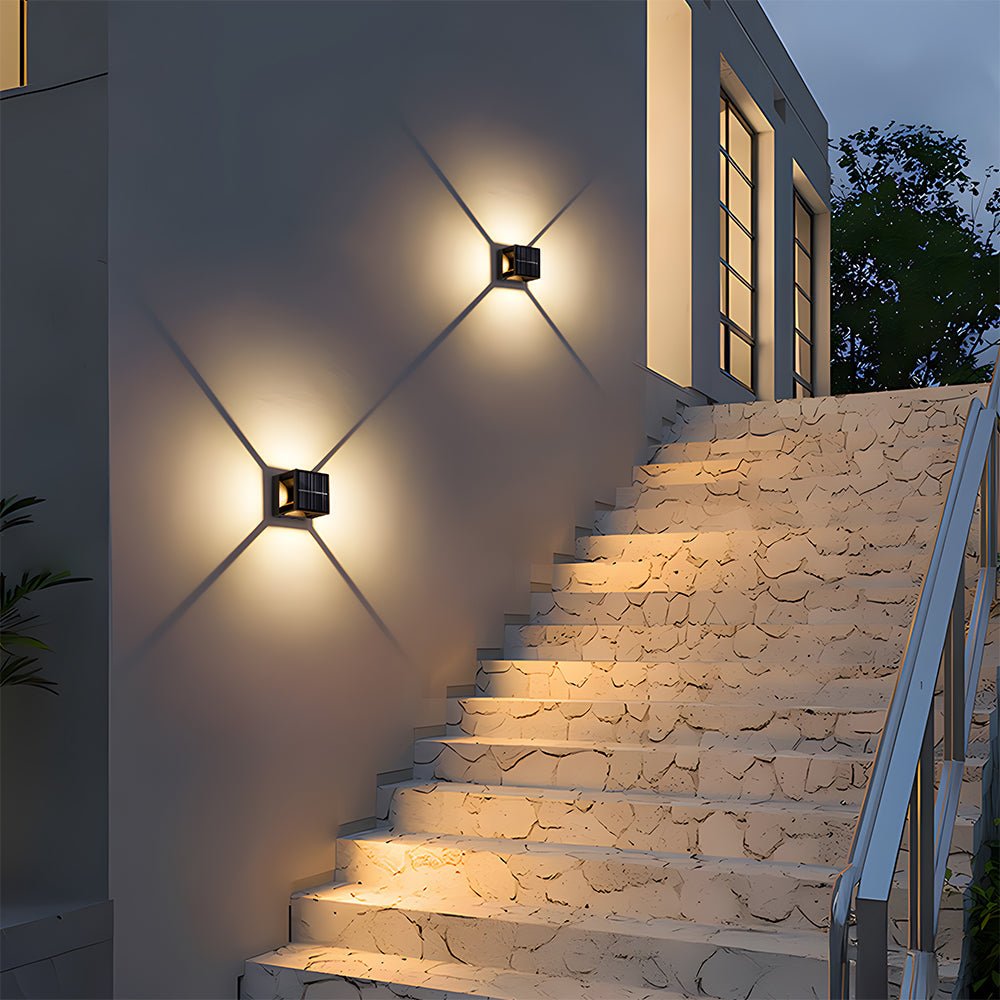 Square Black Garden Solar Wall Lights