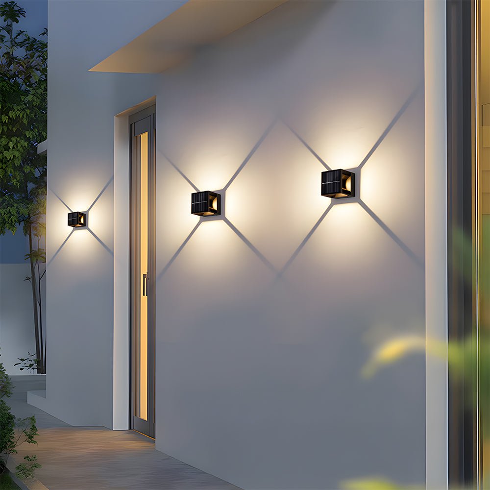 Square Black Garden Solar Wall Lights