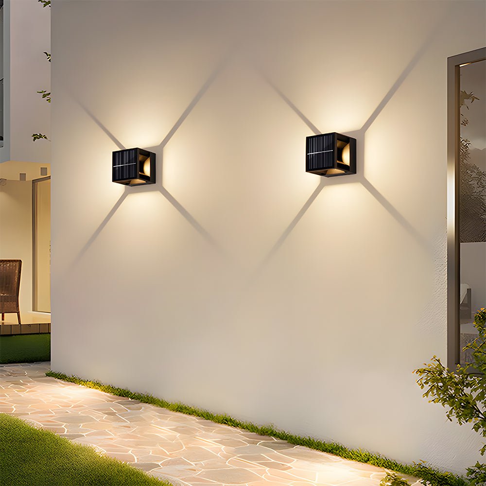 Square Black Garden Solar Wall Lights