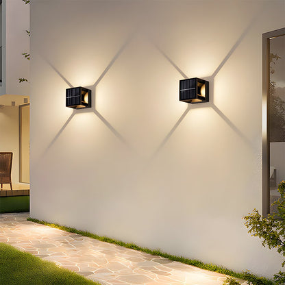 Square Black Garden Solar Wall Lights