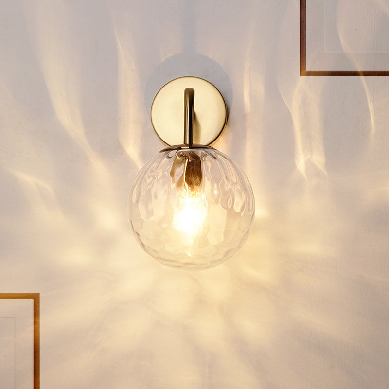 Rippled Glass Sphere Wall Lamp