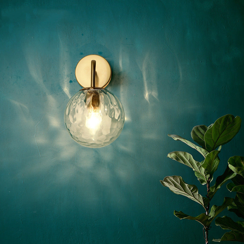 Rippled Glass Sphere Wall Lamp