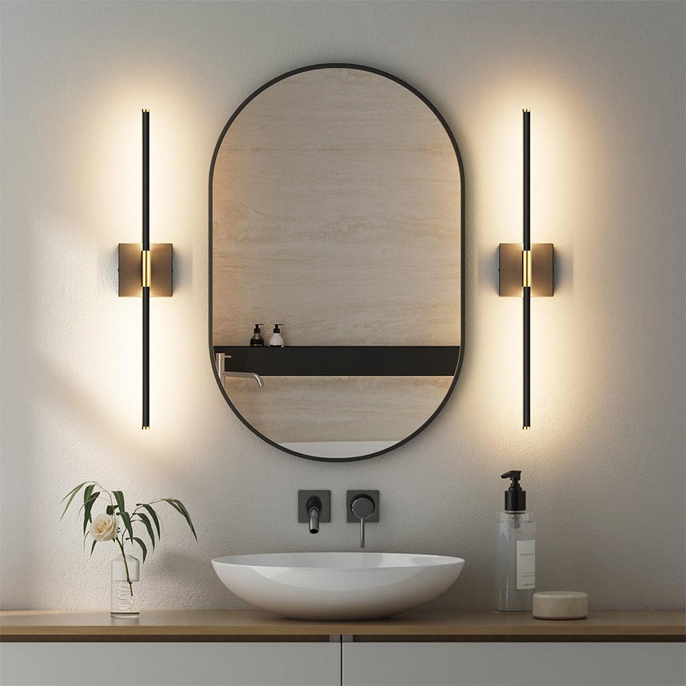 Set of 2 Industrial Black Iron LED Wall Lights s