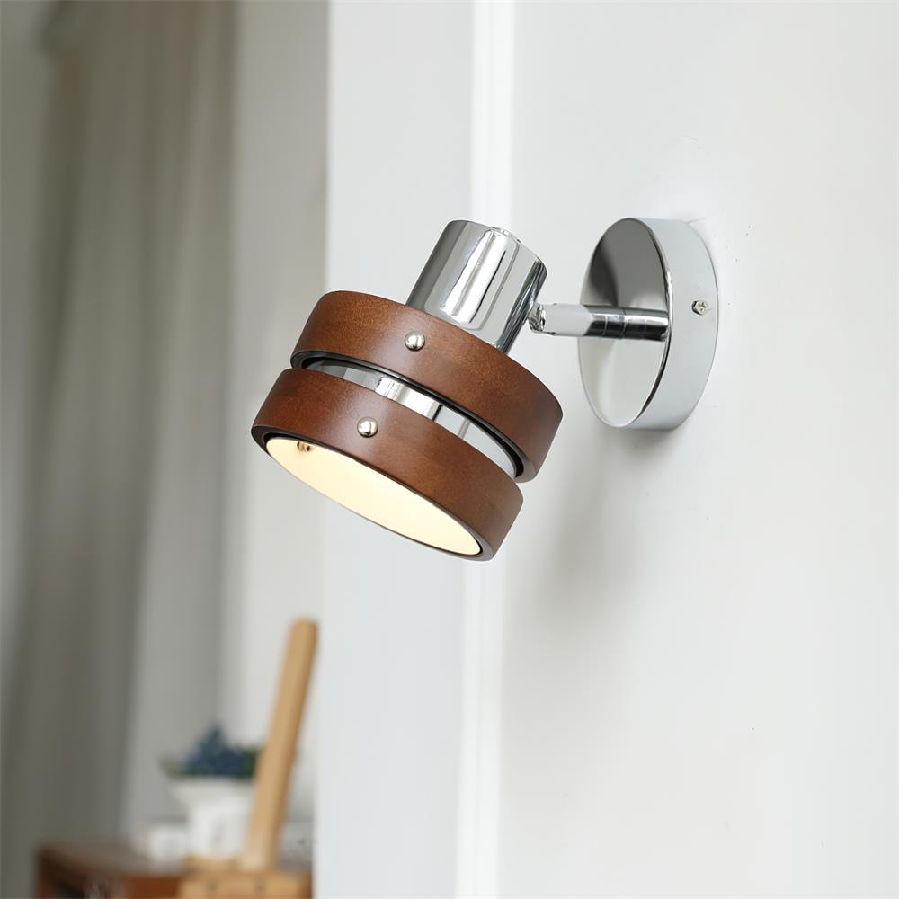 Wall Lamp with Metal and Wood Shade