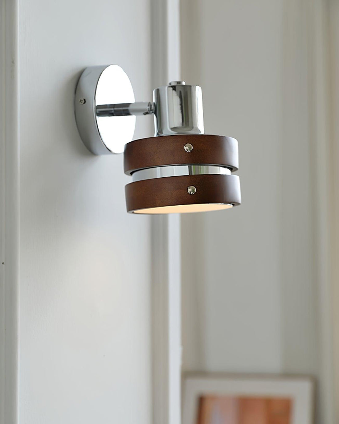 Wall Lamp with Metal and Wood Shade