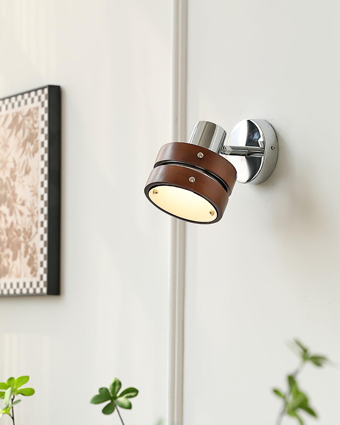 Wall Lamp with Metal and Wood Shade