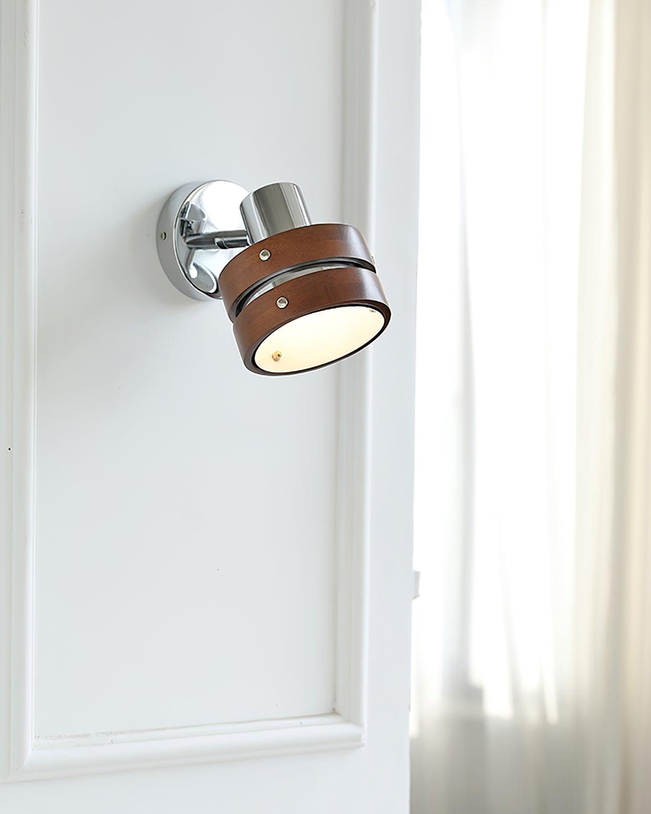 Wall Lamp with Metal and Wood Shade