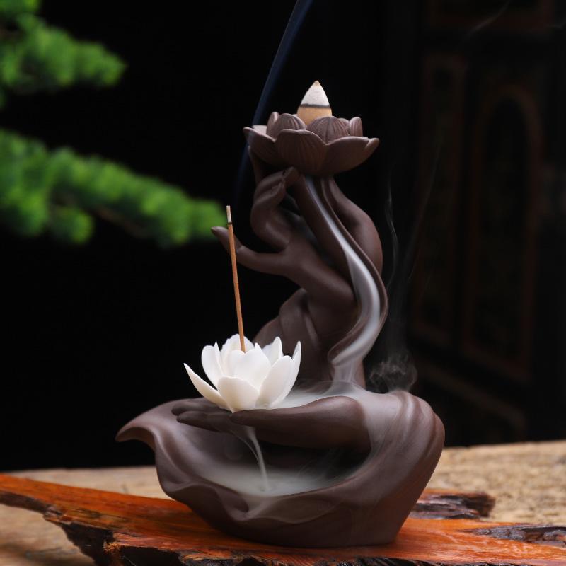 Buddha Hand Lotus Backflow Incense Burner