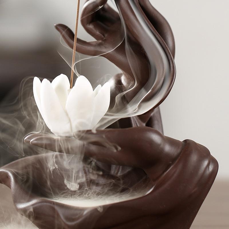 Buddha Hand Lotus Backflow Incense Burner