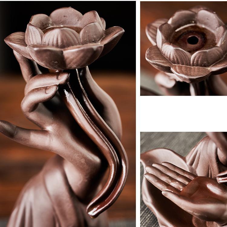 Buddha Hand Lotus Backflow Incense Burner