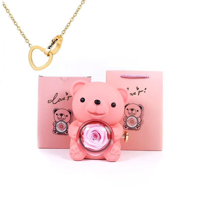 Variant image for Eternal Rotating Rose Bear | Lighted Rose | Romantic Gift Lamp | Flower Table Lamp | Valentine’s Day Decor | Flower Night Light – Emeglin-7