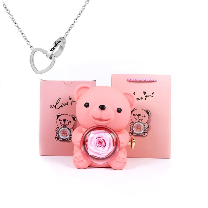Variant image for Eternal Rotating Rose Bear | Lighted Rose | Romantic Gift Lamp | Flower Table Lamp | Valentine’s Day Decor | Flower Night Light – Emeglin-8
