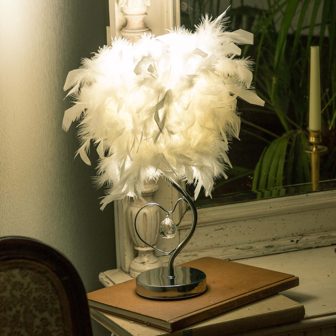 Feather Crystal Tree Lamp