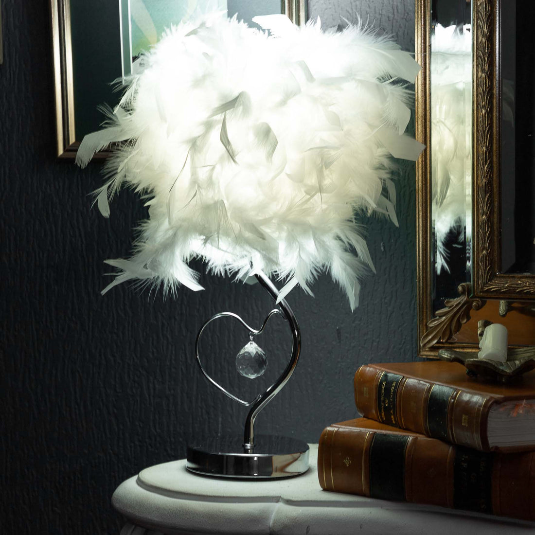 Feather Crystal Tree Lamp