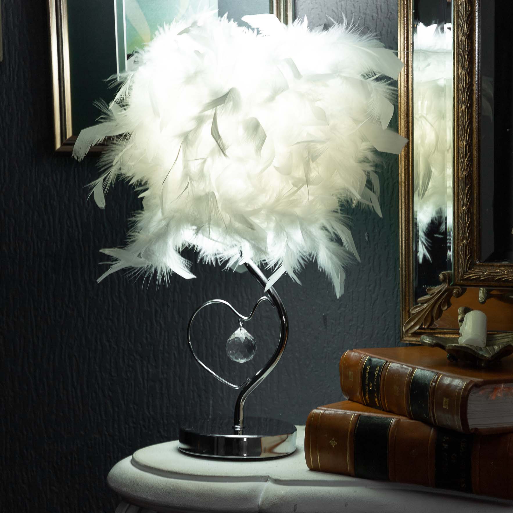 Feather Crystal Tree Lamp