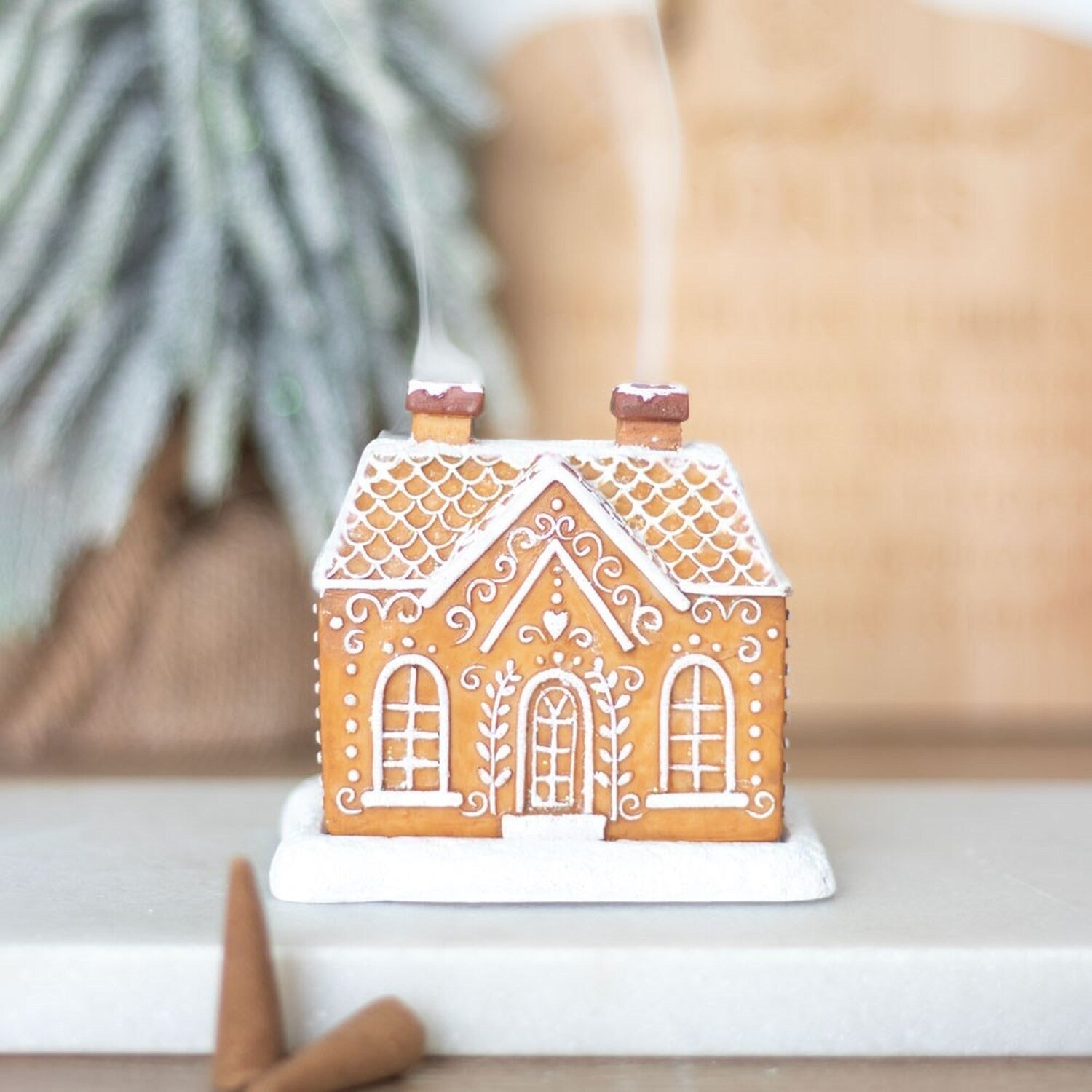 Snowy Log Cabin Incense Burner