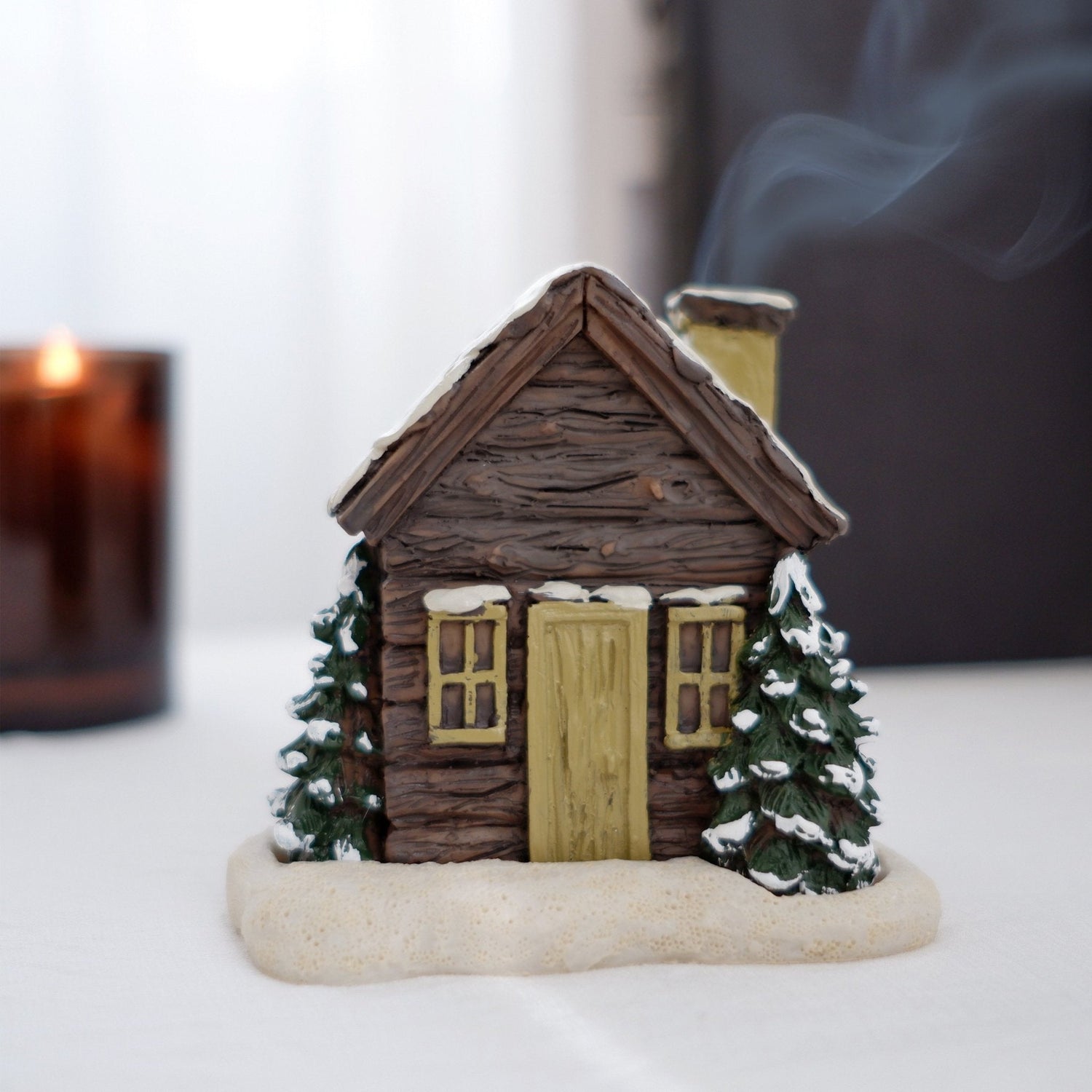 Snowy Log Cabin Incense Burner