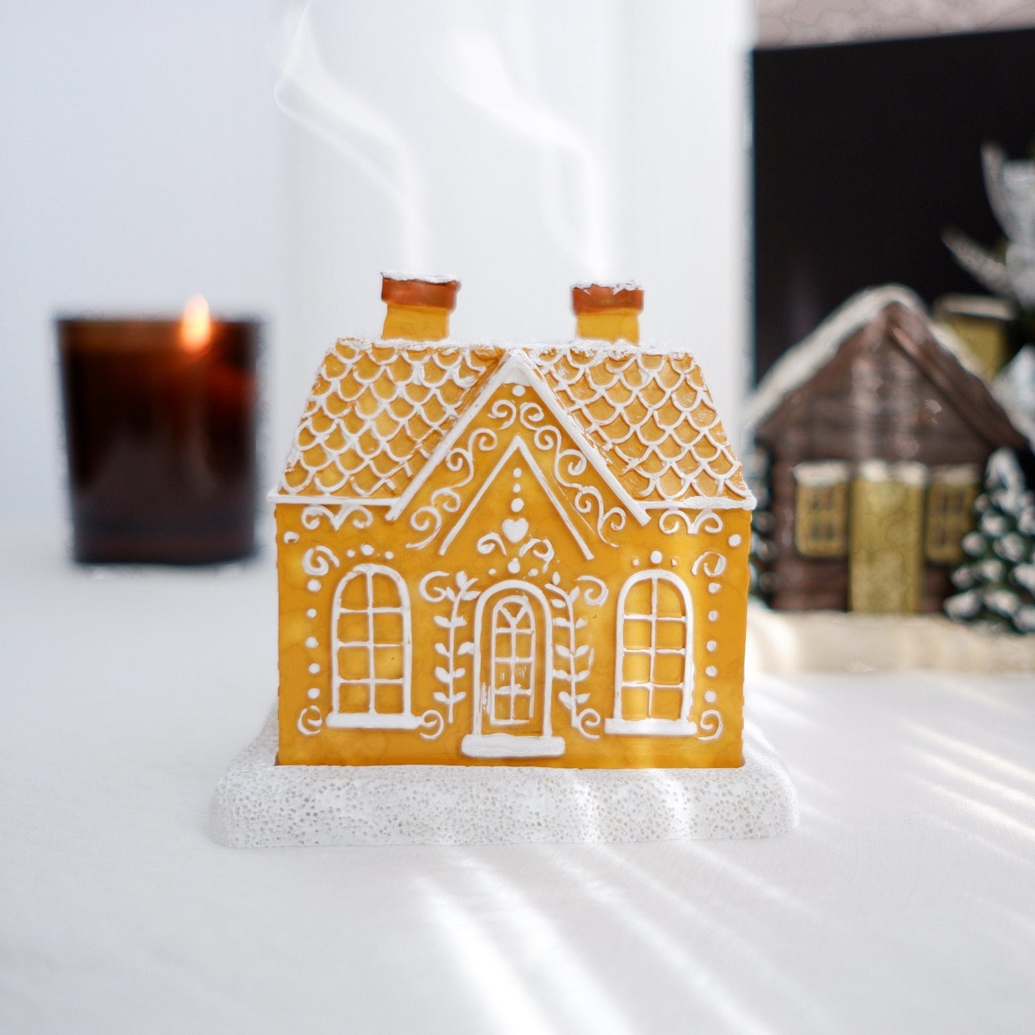 Snowy Log Cabin Incense Burner